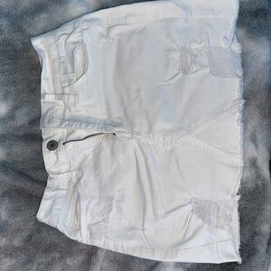 White Distressed Women's Shorts